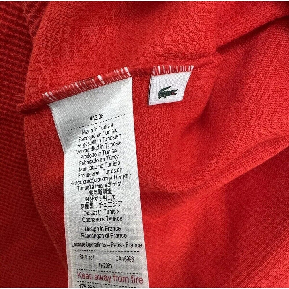 Lacoste Men's Red Knit Waffle Thermal Sleepwear Pajama Top Shirt,  Size L - Picture 5 of 6